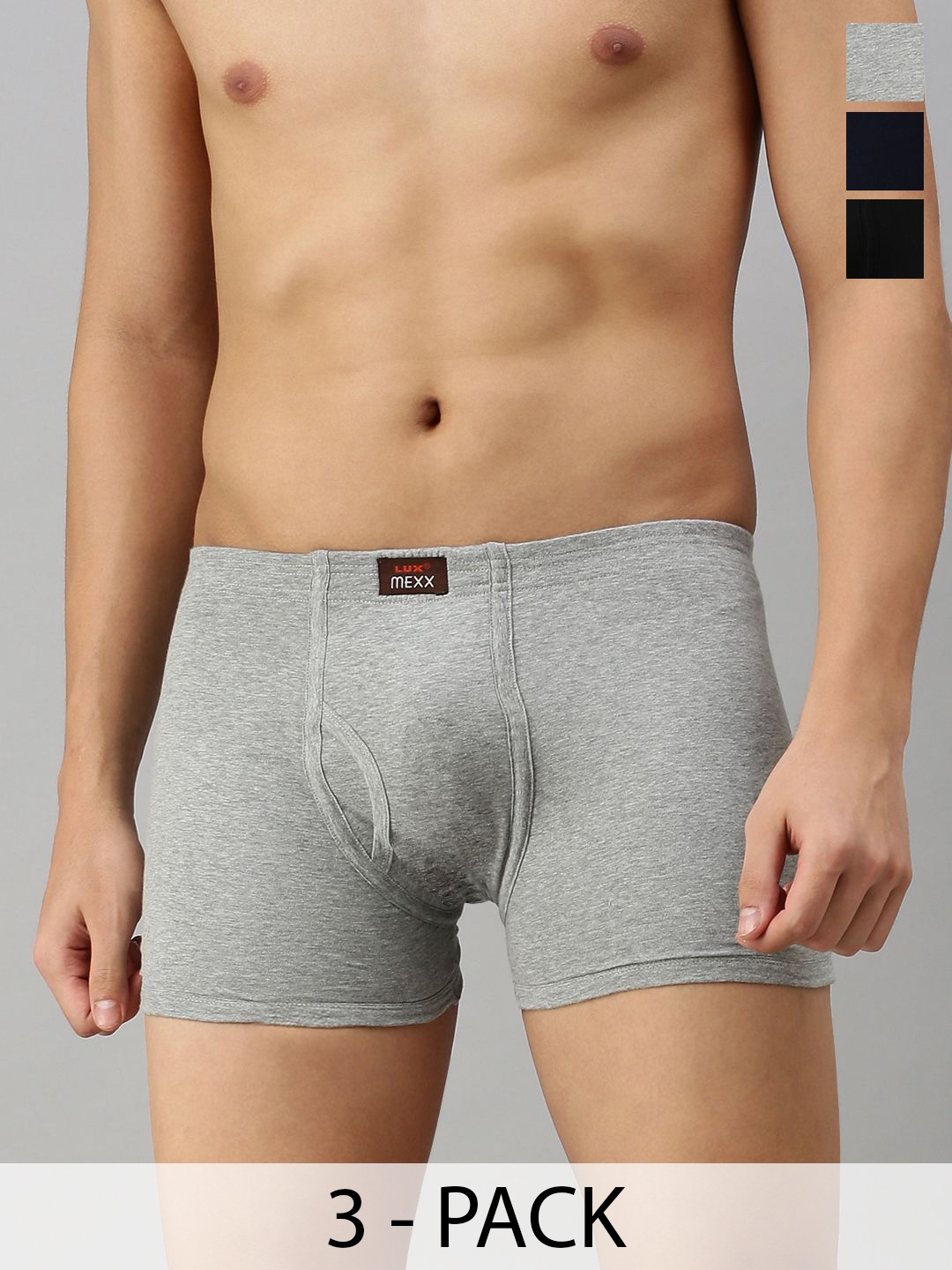 

Lux Cozi Pack of 3 Assorted Cotton Trunk COZI_MEXX_DRW_AST3_3PC, Grey