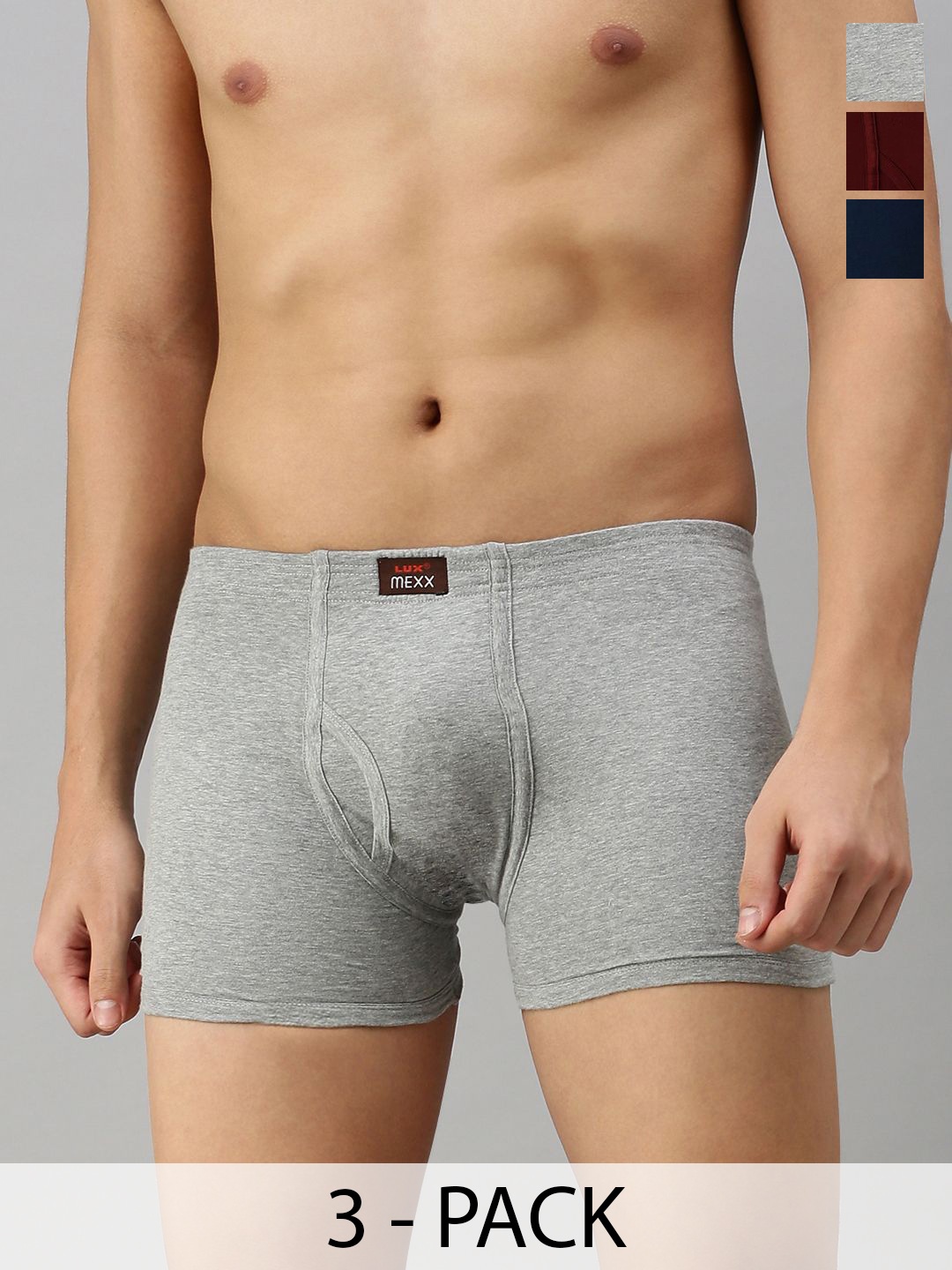 

Lux Cozi Pack Of 3 Men Assorted TrunksCOZI_MEXX_DRW_ASST5_3PC, Grey
