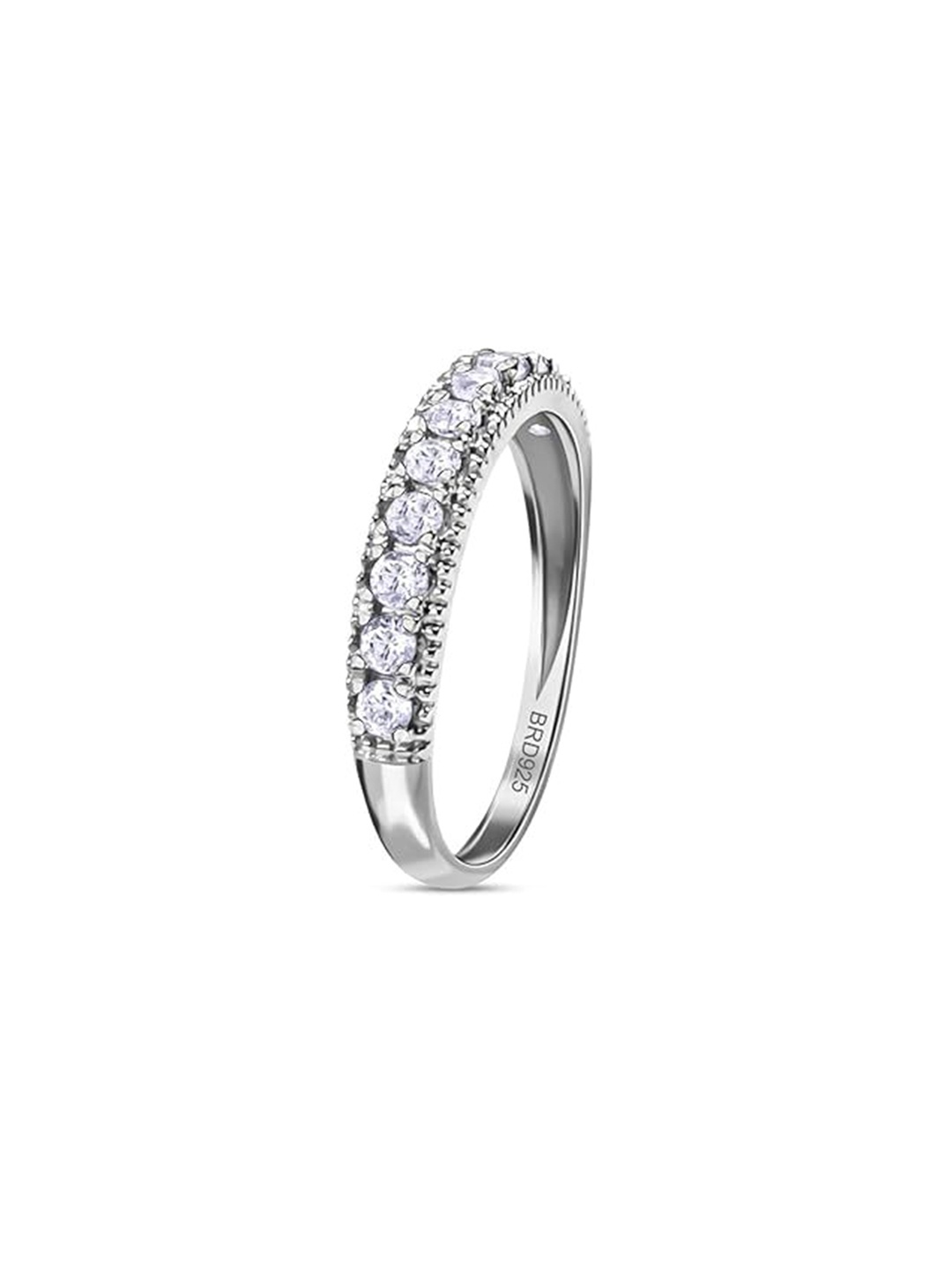 

BRD Jewelry 925 Sterling Silver Rhodium Plated Cubic Zirconia Stone Studded Finger Ring