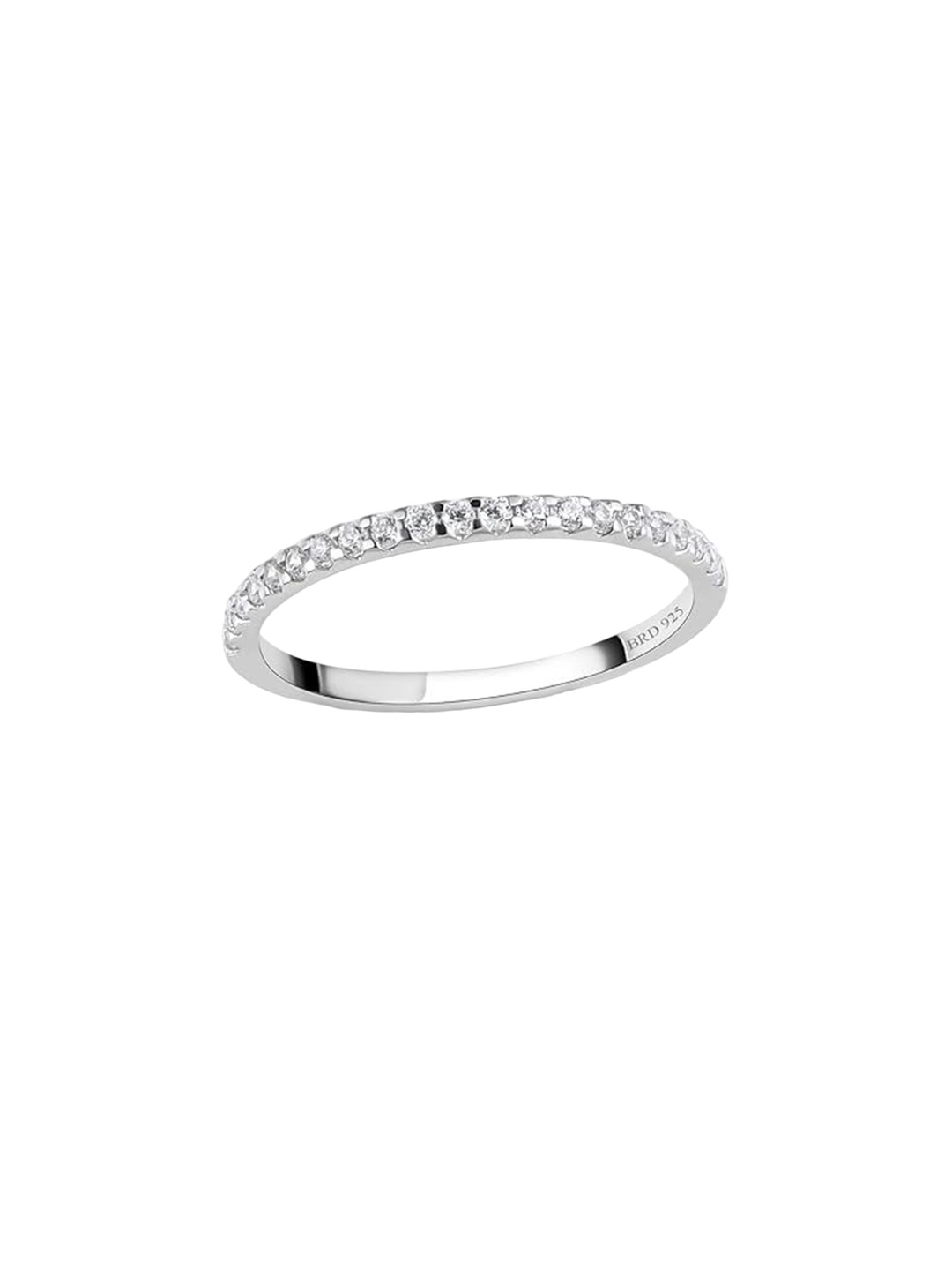 

BRD Jewelry 925 Sterling Silver Rhodium-Plated American Diamond Studded Finger Ring, White