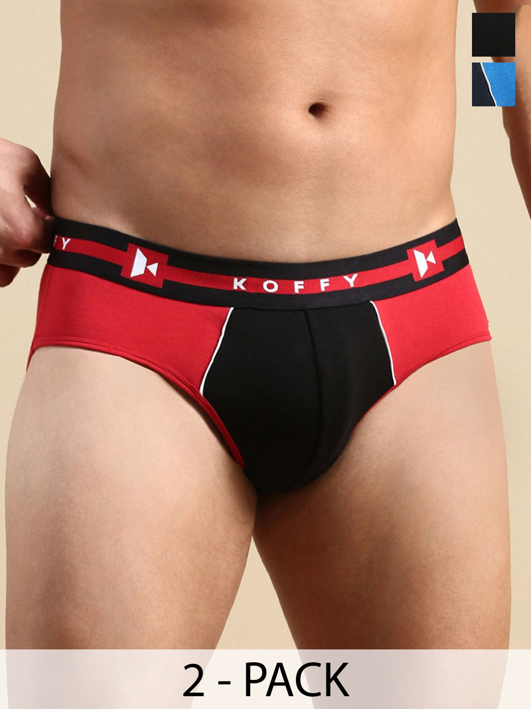 

KOFFY Men Pack of 2 Basic Briefs KOFFY_KI29_RD_RBLU_2PC, Red