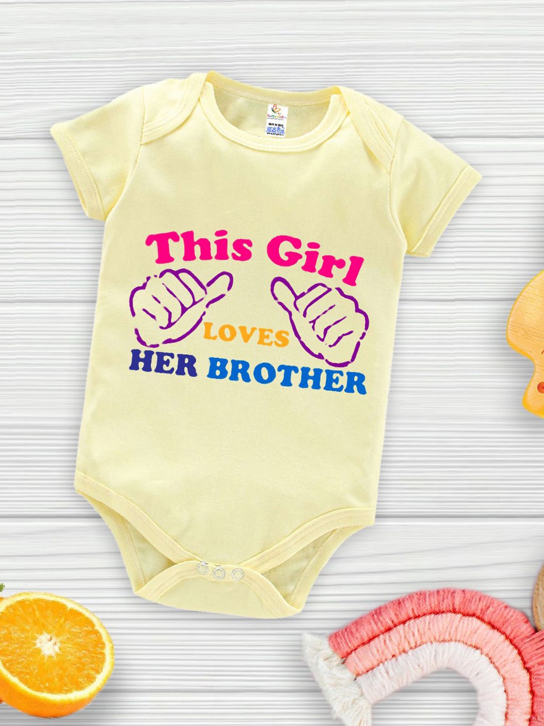 

Babywish Infants Printed Cotton Bodysuit, Yellow