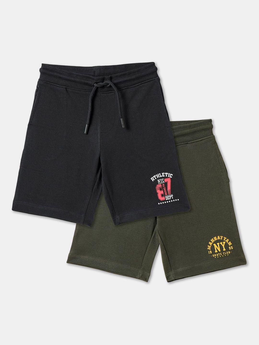 

R&B Boys Pack Of 2 Mid-Rise Shorts, Black
