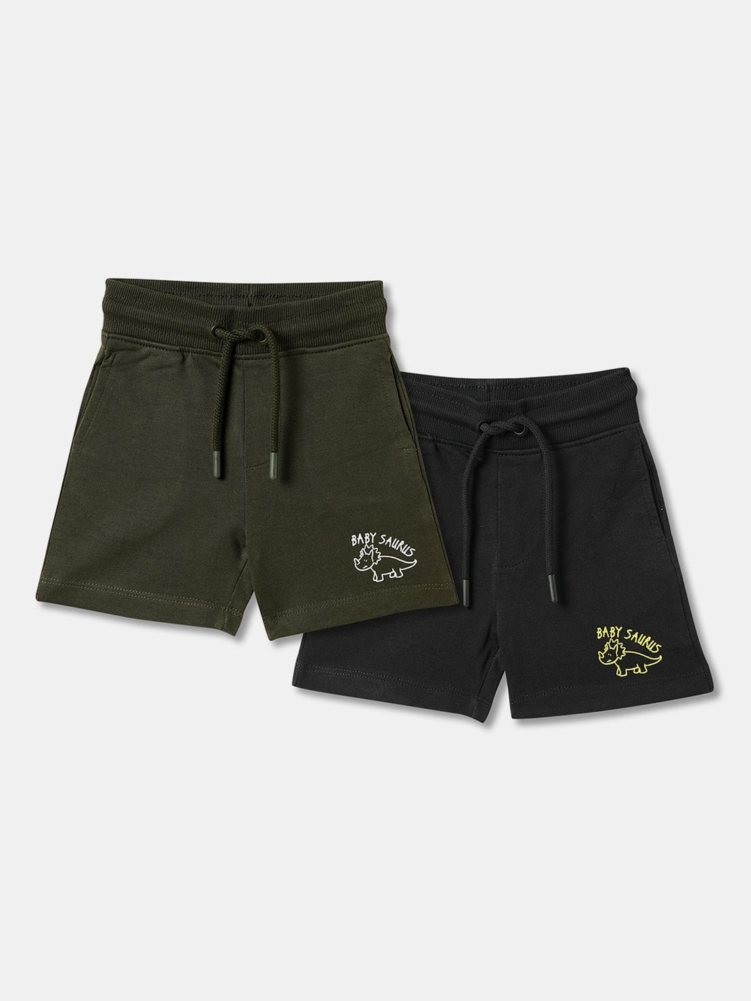 

R&B Boys Relaxed Fit Mid-Rise Shorts Pack of 2, Olive