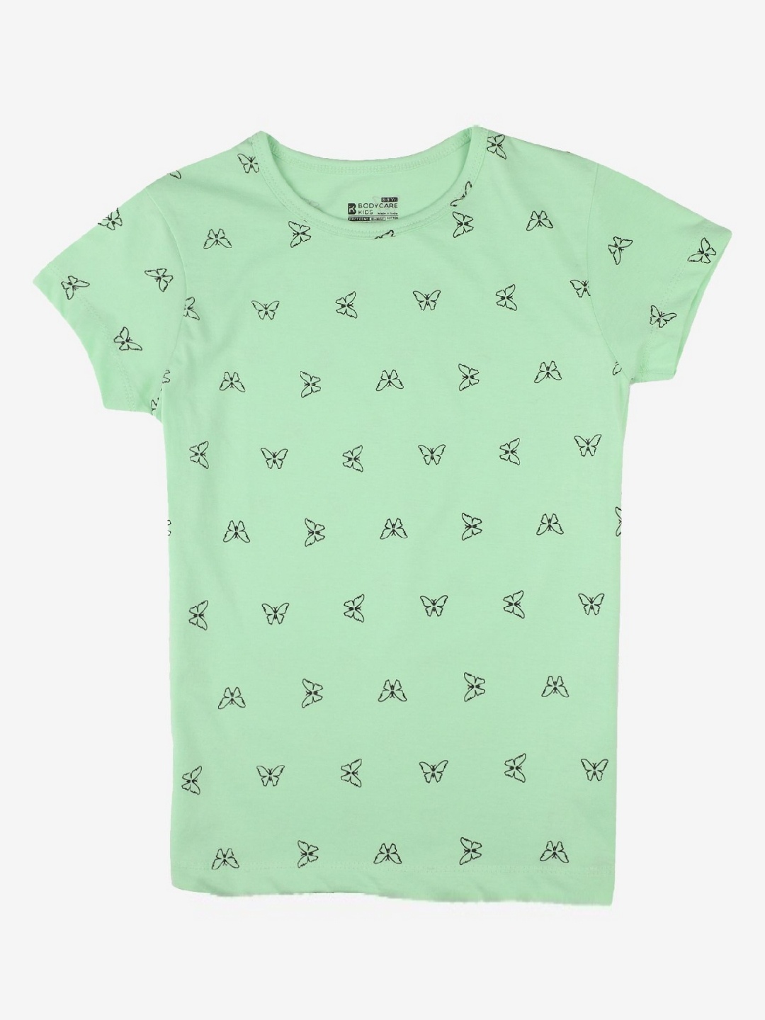 

Bodycare Girls Pack Of 2 Printed Round Neck Cotton Tshirts, Green
