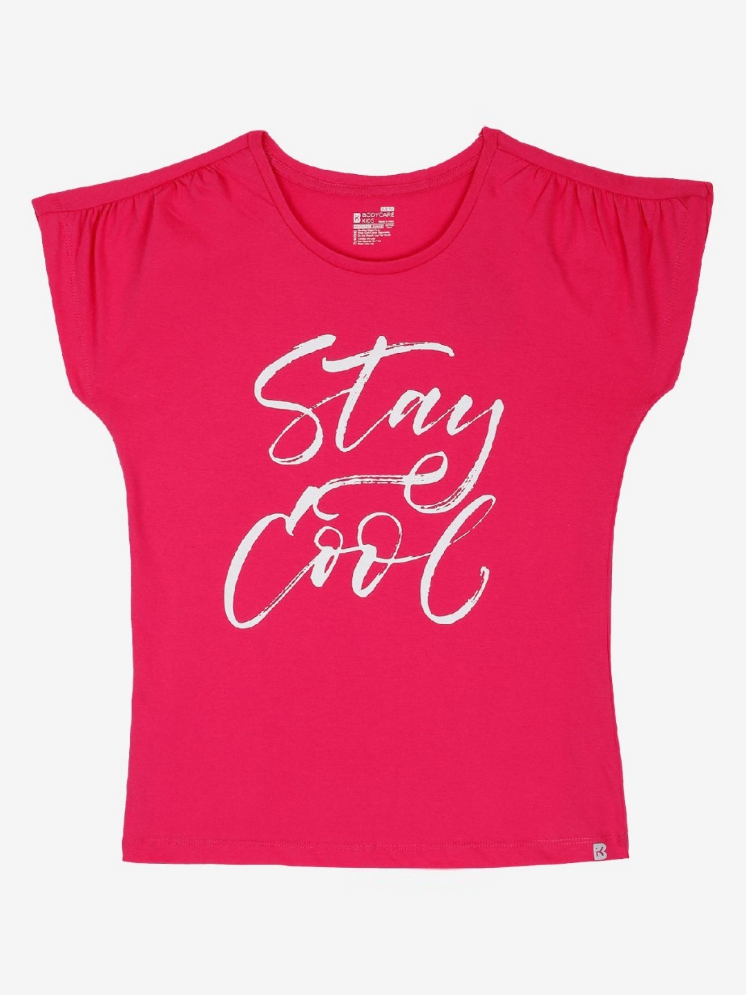 

Bodycare Girls Pack Of 2 Printed Round Neck Cotton Tshirts, Fuchsia