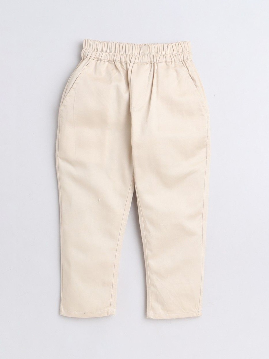 

BAATCHEET Boys Cotton Mid-Rise Trousers, Beige