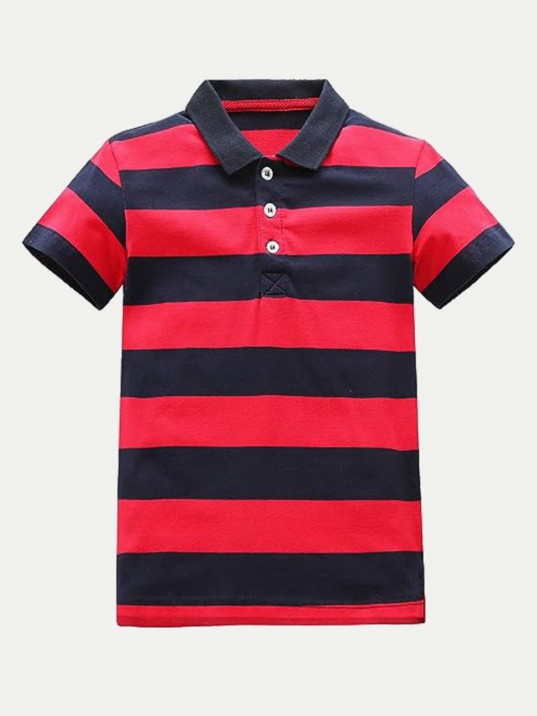 

BAESD Boys Striped Polo Collar Cotton T-Shirt, Red