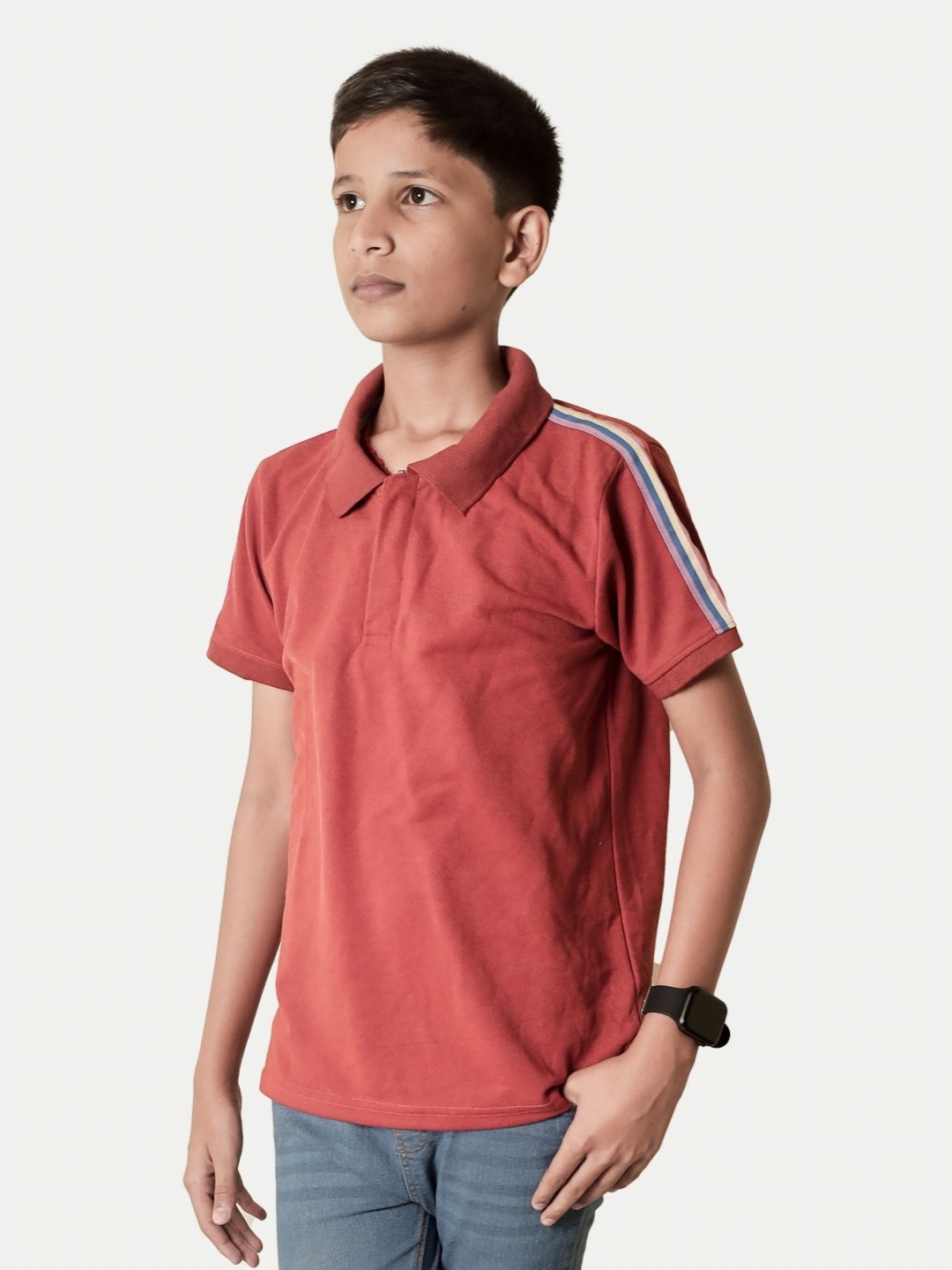 

BAESD Boys Solid Polo Collar Cotton T-Shirt, Red