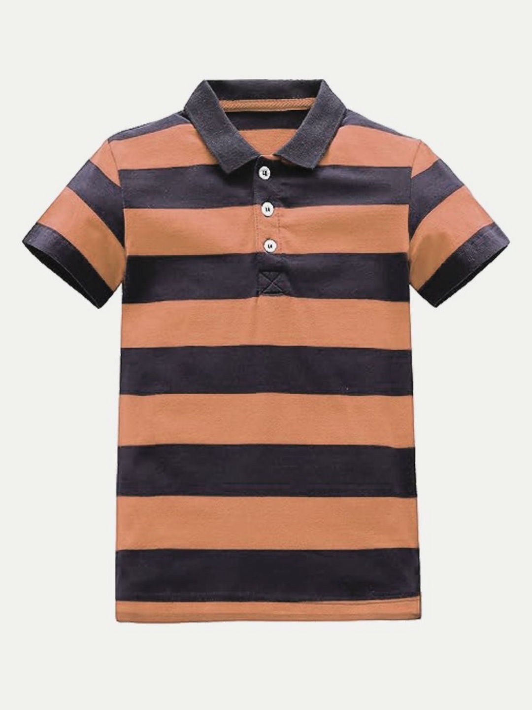 

BAESD Boys Striped Polo Collar Cotton T-Shirt, Brown