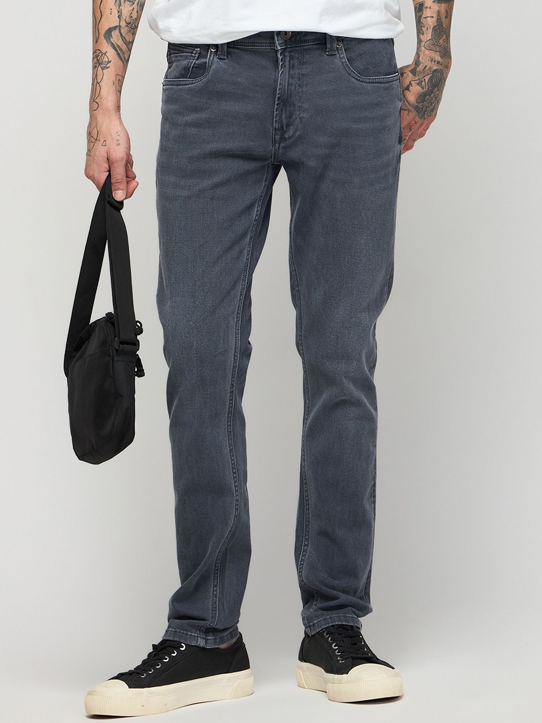 

DAGERRFLY Men Mid-Rise Slim Fit Stretchable Jeans, Grey