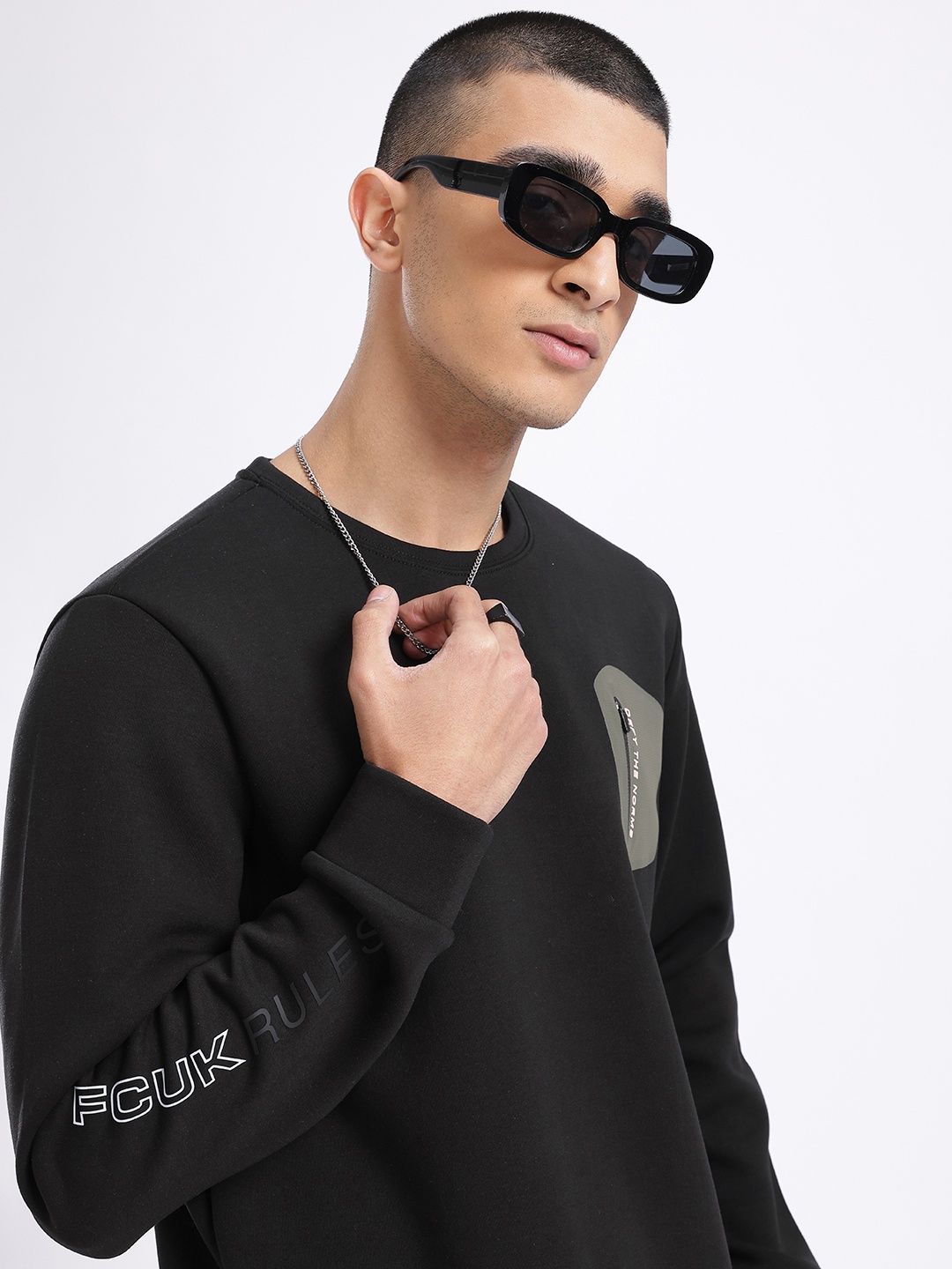 

FCUK Pocket Detailed Sweatshirt, Black