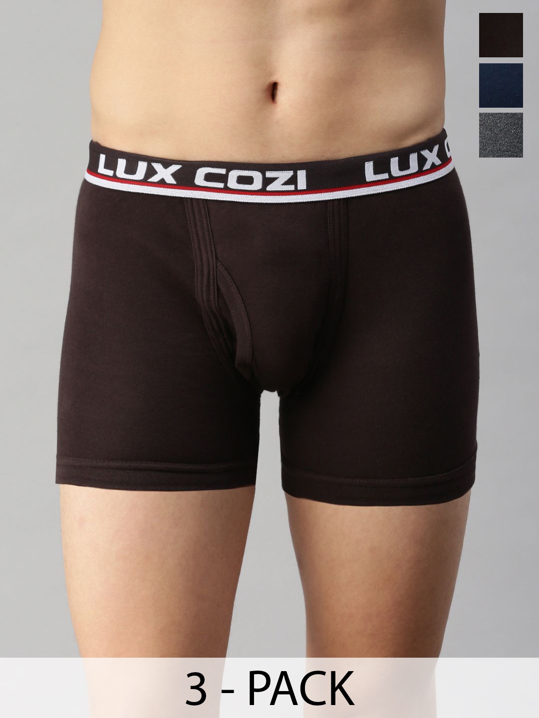 

Lux Cozi Pack Of 3 Assorted Cotton Trunk COZI_LONGS_ICDF_ASST1_3PC, Navy blue