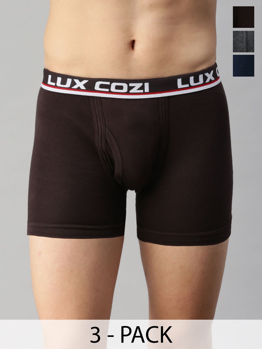 

Lux Cozi Pack Of 3 Assorted Combed Cotton Trunks-COZI_LONGS_ICDF_ASST1_3PC