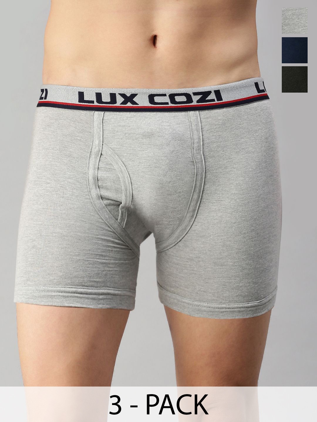 

Lux Cozi Pack Of 3 Assorted Cotton Trunk COZI_LONGS_ICDF_ASST4_3PC, Grey
