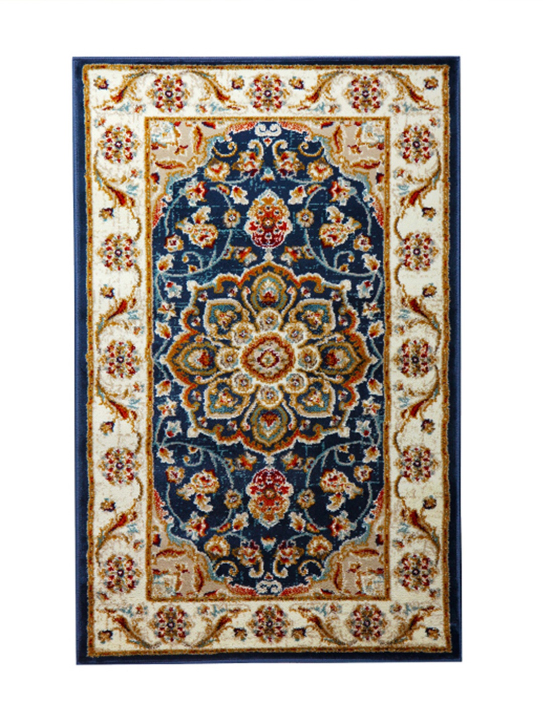 

Sapana Carpet-Mats Navy Blue & White Floral Anti-Skid Carpet
