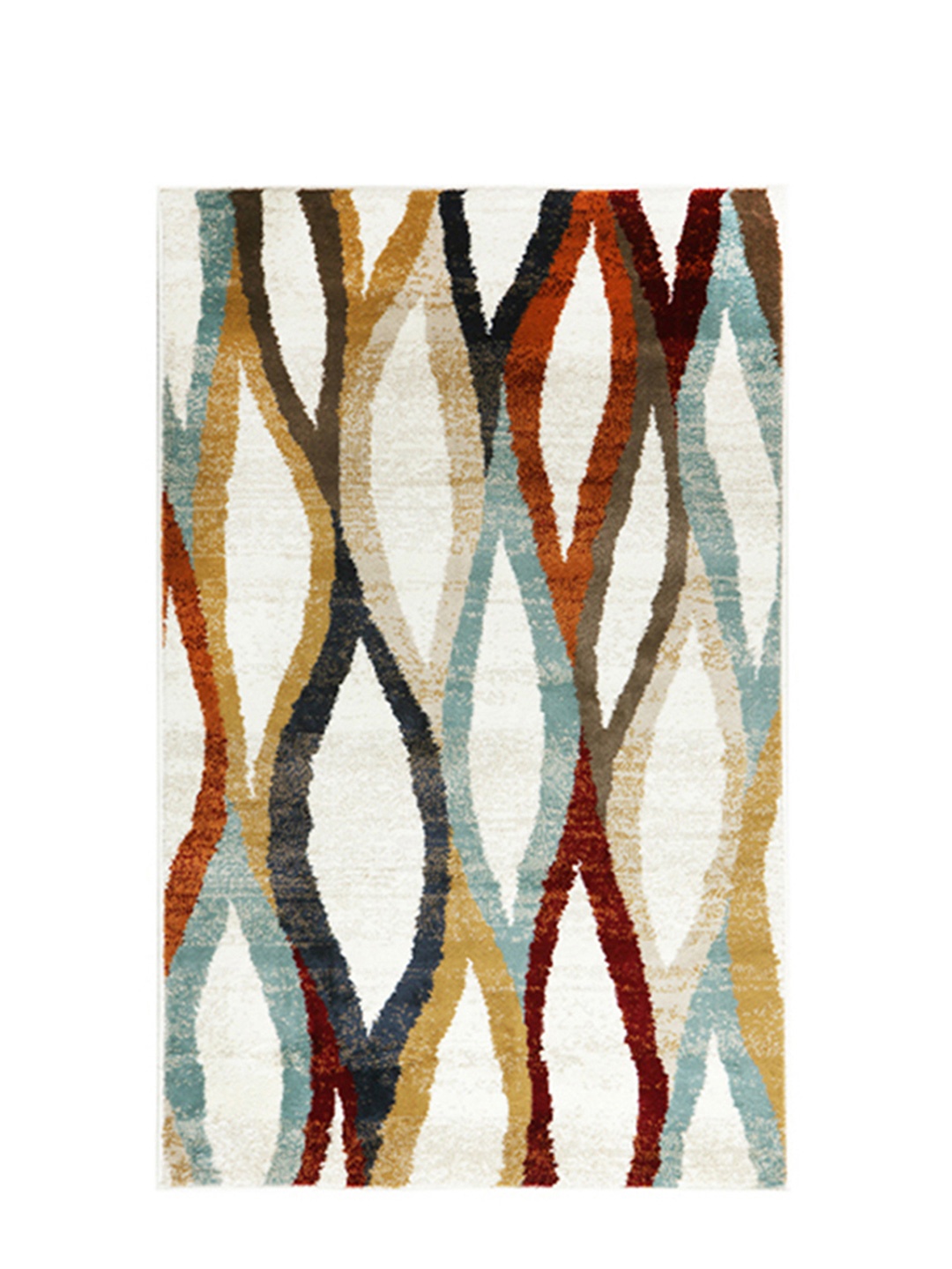 

Sapana Carpet-Mats Cream-Coloured & Red Abstract Printed Anti-Skid Carpet