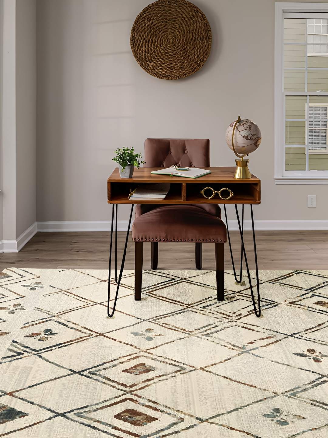 

Sapana Carpet-Mats Cream & Brown Geometric Anti-Skid Rectangular Carpet