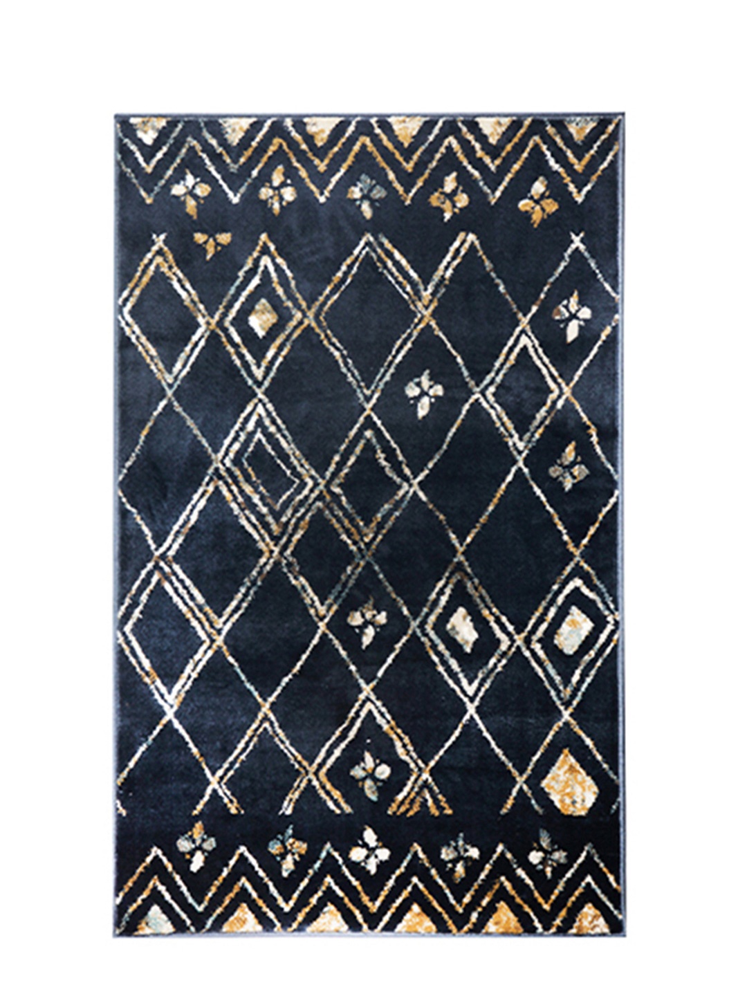

Sapana Carpet-Mats Navy Blue & White Geometric Anti-Skid Carpet