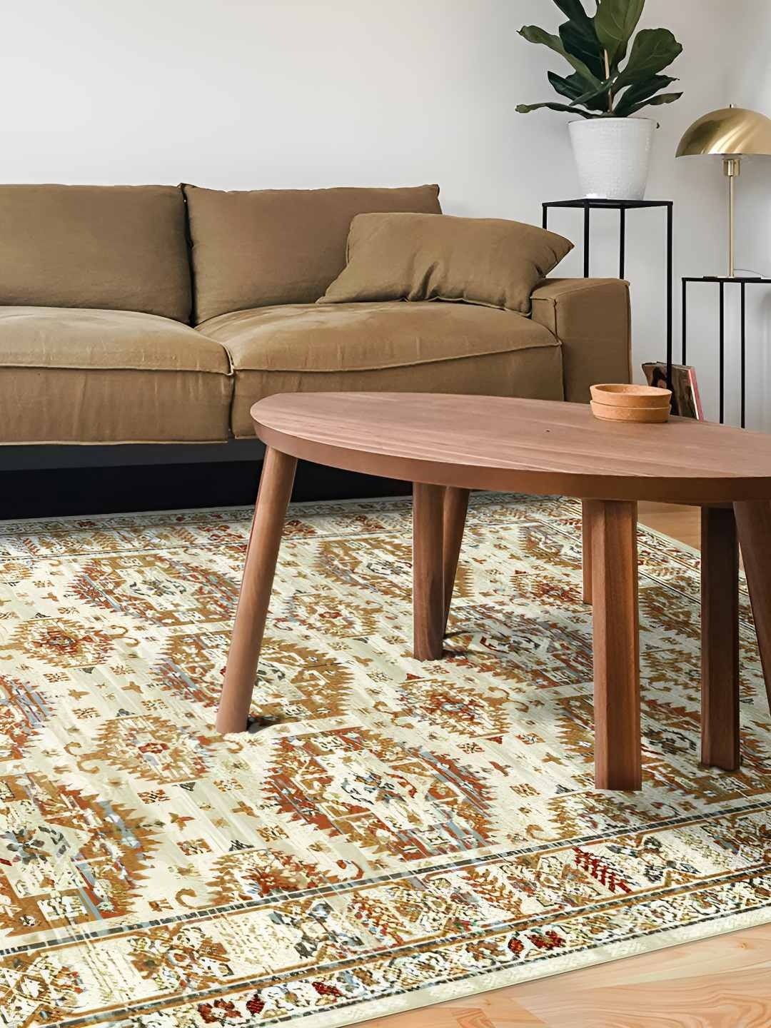 

Sapana Carpet-Mats Cream & Red Traditional Anti-Skid Carpet
