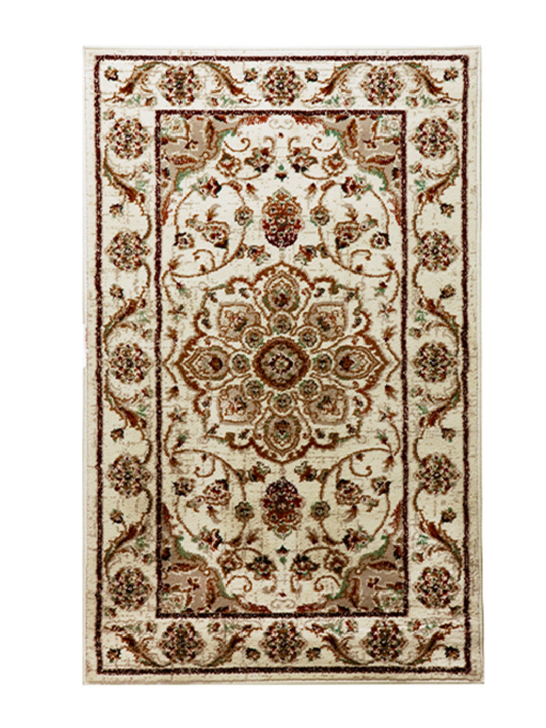 

Sapana Carpet-Mats Cream & Maroon Floral Anti-Skid Rectangular Carpet