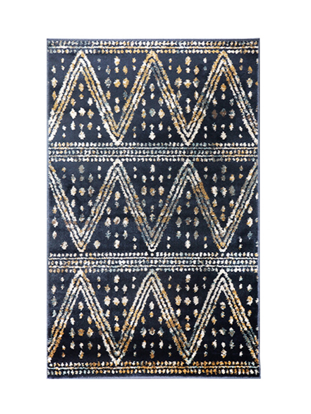 

Sapana Carpet-Mats Navy Blue & Brown Geometric Anti-Skid Carpet