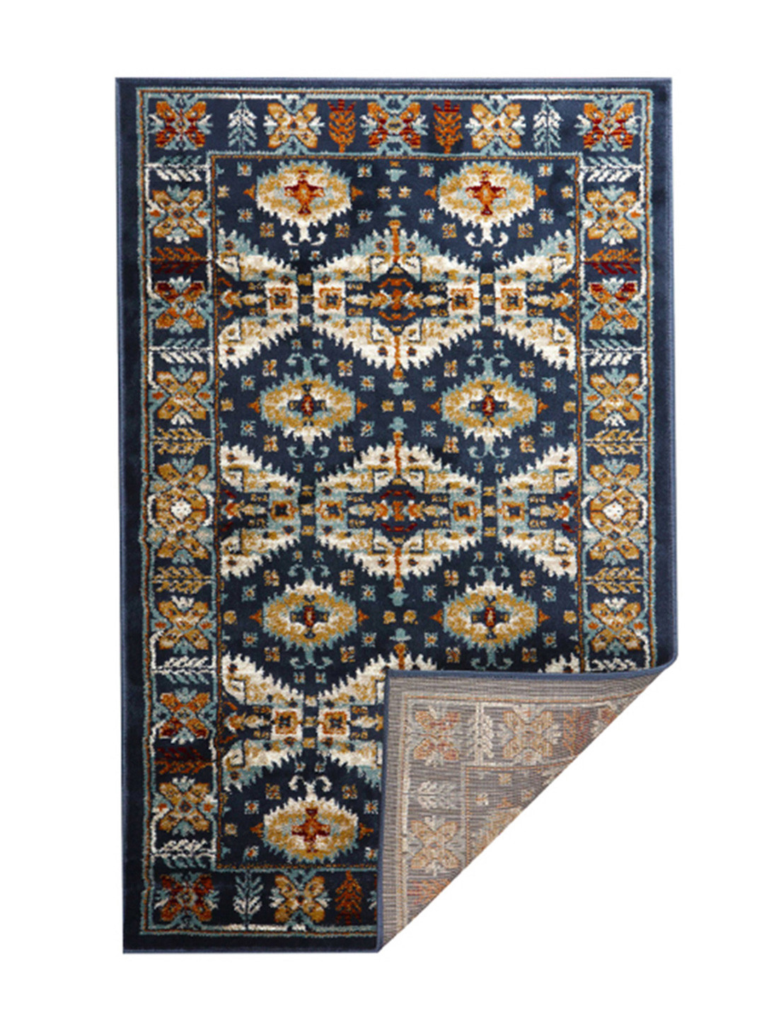 

Sapana Carpet-Mats Navy Blue & Brown Ethnic Motifs Printed Anti-Skid Carpet