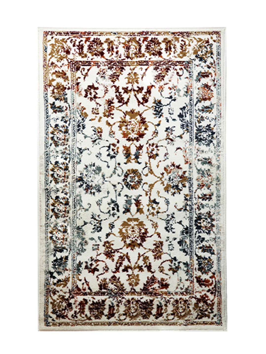 

Sapana Carpet-Mats Cream Coloured & Brown Floral Printed Anti-Skid Carpet
