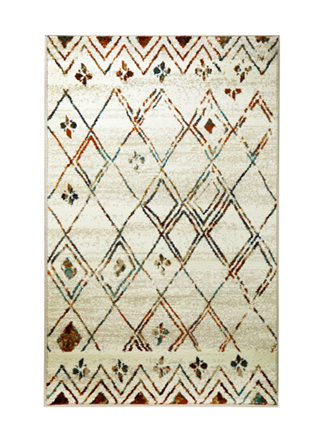 

Sapana Carpet-Mats Cream-Coloured & Grey Geometric Printed Anti-Skid Carpet