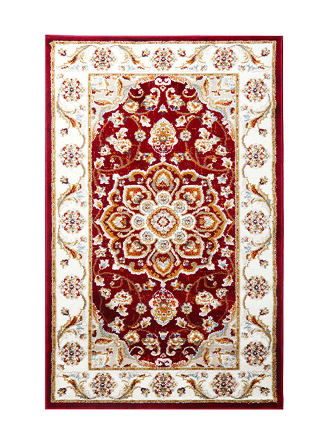 

Sapana Carpet-Mats Maroon & Cream Coloured Ethnic Motifs Printed Anti-Skid Carpet