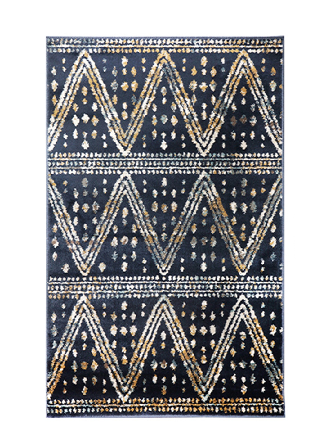 

Sapana Carpet-Mats Navy Blue & Brown Geometric Printed Anti-Skid Carpet