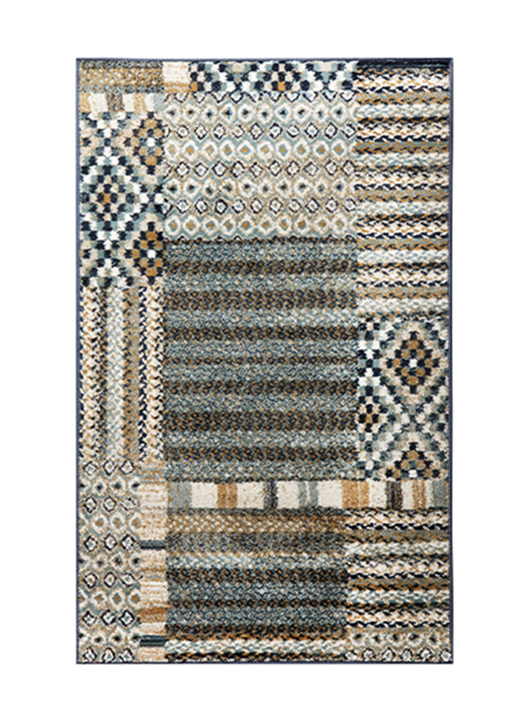 

Sapana Carpet-Mats Cream Coloured & Grey Geometric Printed Anti-Skid Carpet
