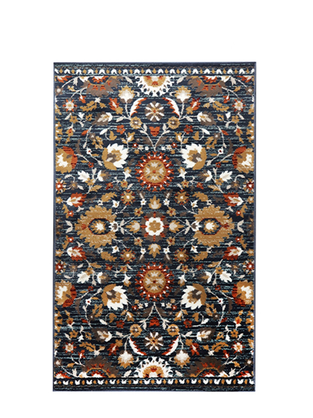

Sapana Carpet-Mats Navy Blue & Brown Floral Anti-Skid Carpet