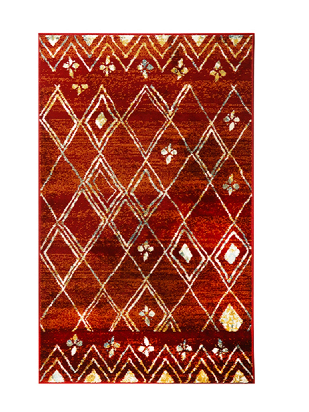 

Sapana Carpet-Mats Maroon & Brown Geometric Printed Anti-Skid Carpet