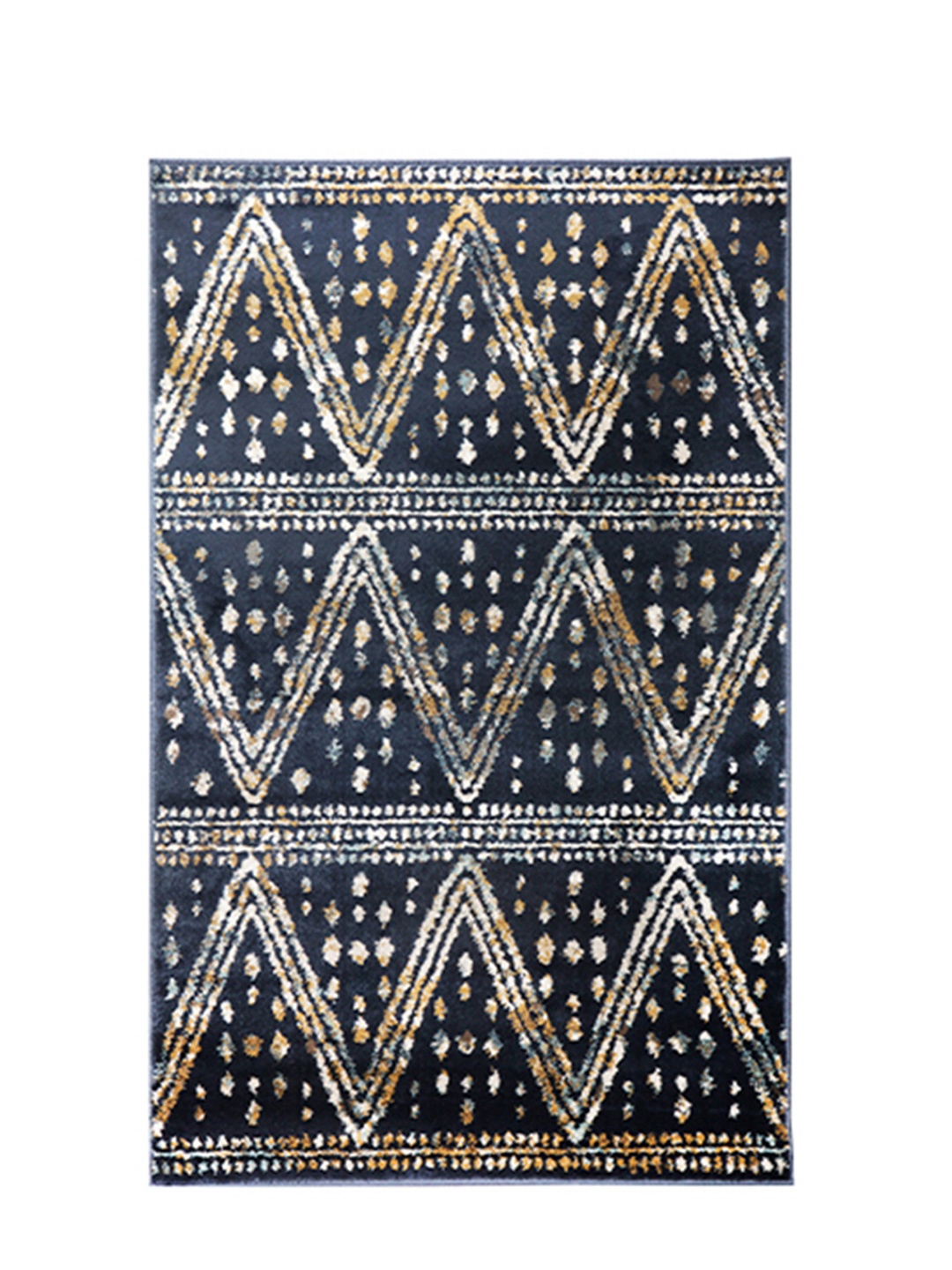 

Sapana Carpet-Mats Navy Blue & Brown Geometric Anti-Skid Carpet