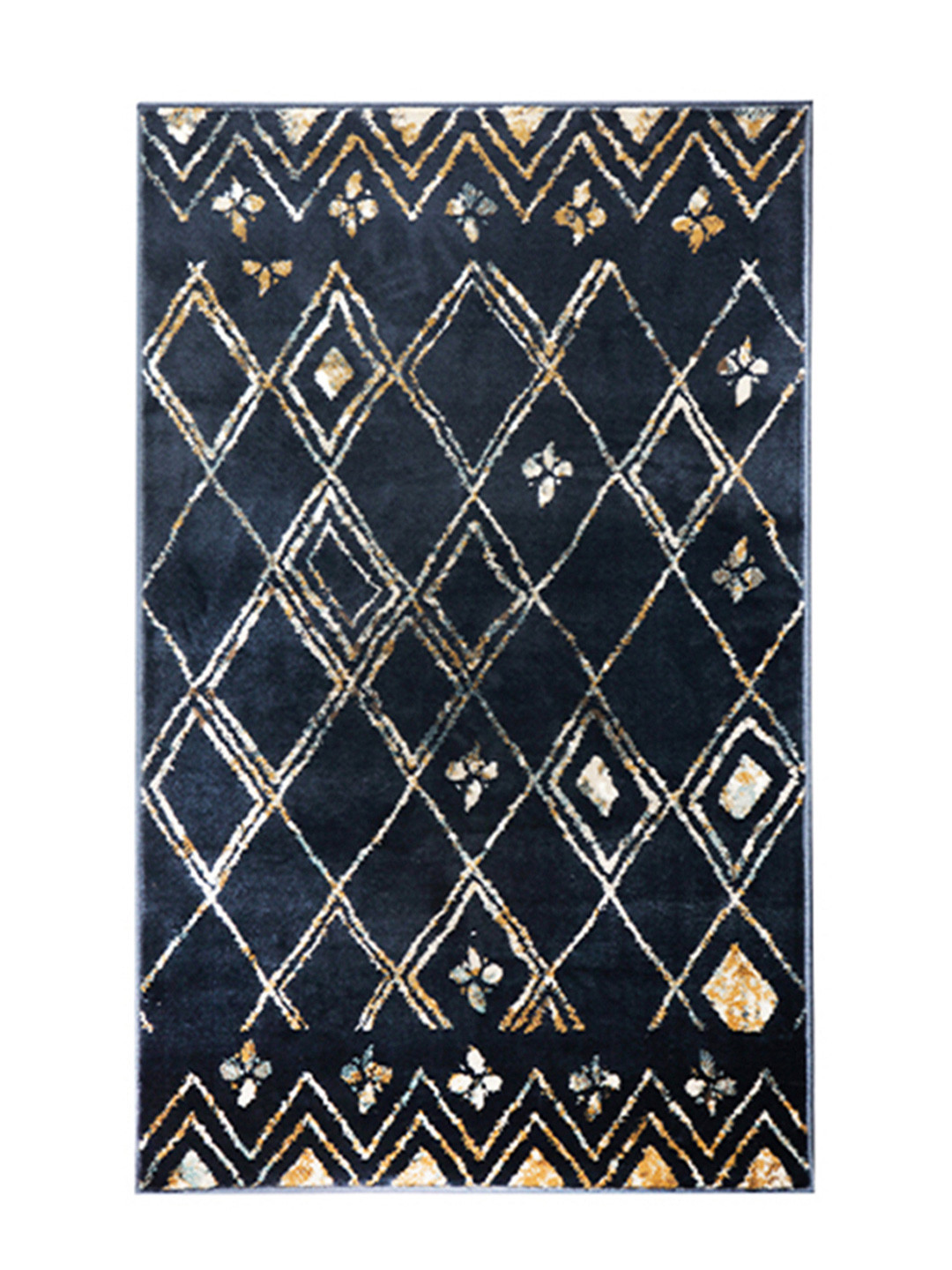

Sapana Carpet-Mats Navy Blue & Brown Geometric Printed Anti-Skid Carpet