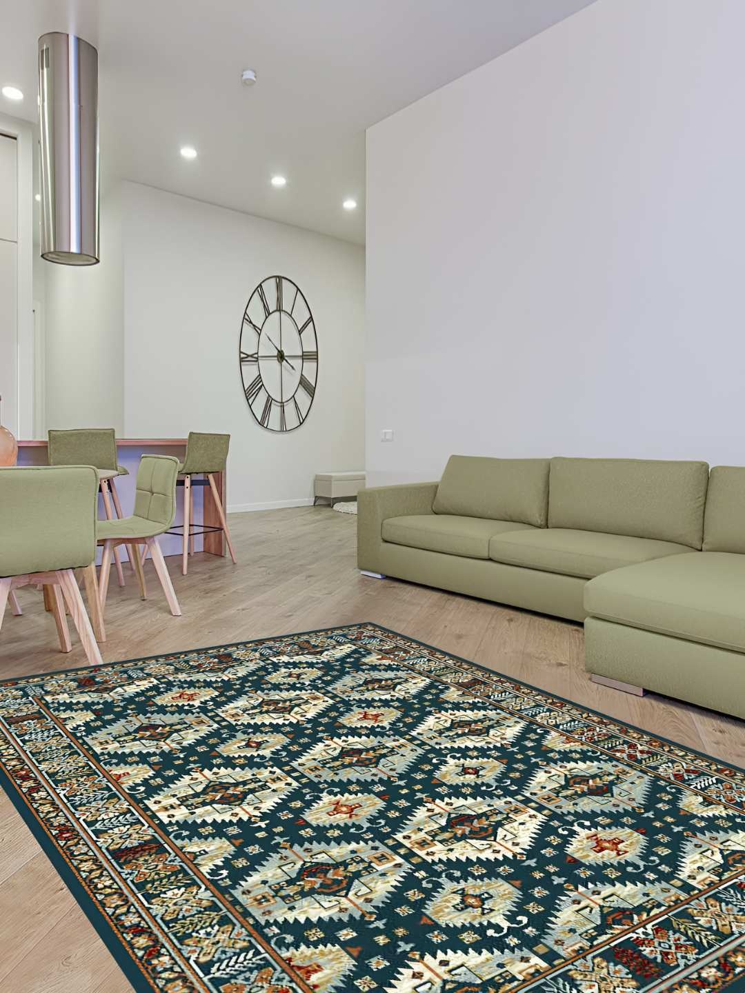 

Sapana Carpet-Mats Navy Blue & Grey Geometric Anti-Skid Rectangular Carpet
