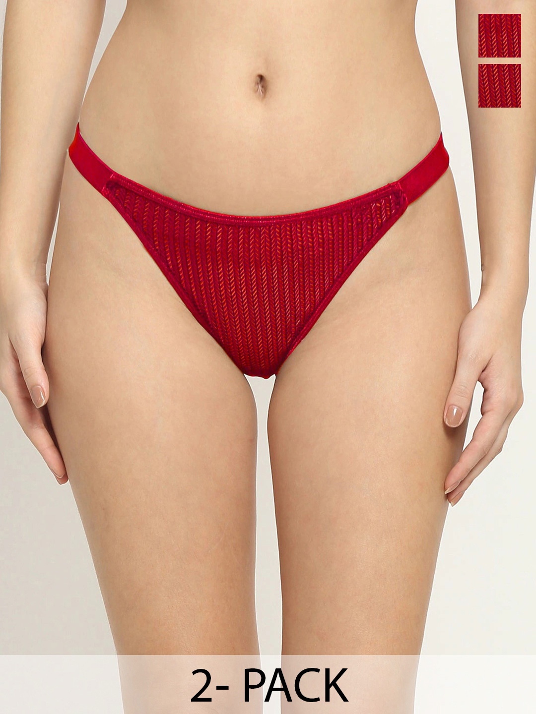 

EROTISSCH Pack of 2 Women Anti-Odour Thong Briefs, Red