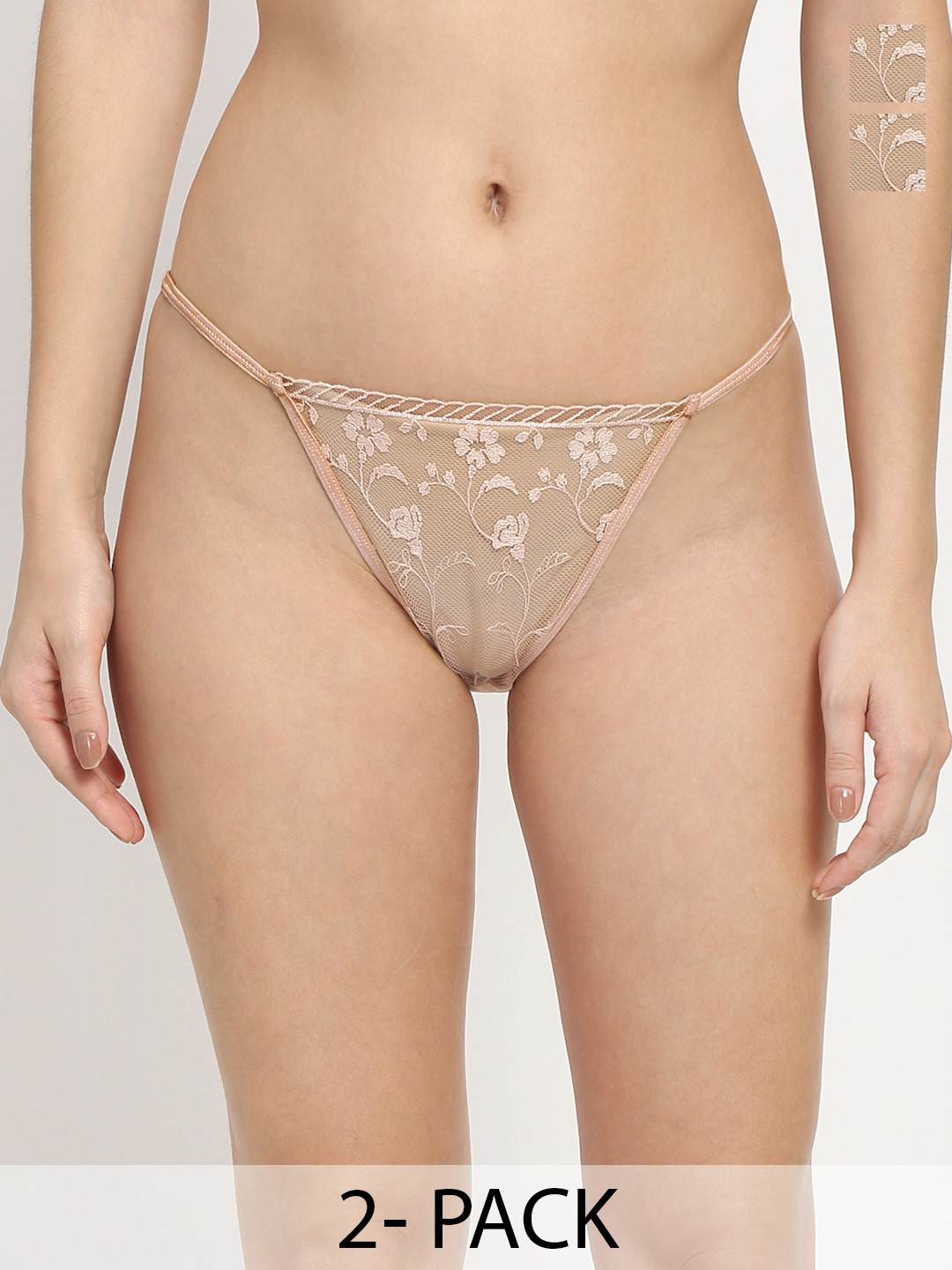 

Erotissch Women Pack of 3 Low Rise Thongs Briefs, Nude