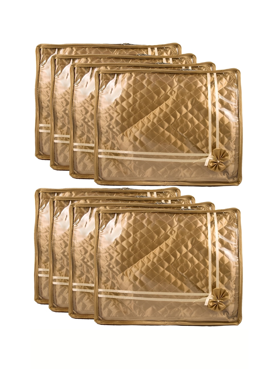 

atorakushon Gold Toned 8 Pieces Satin Reusable Multi-Utility Organisers