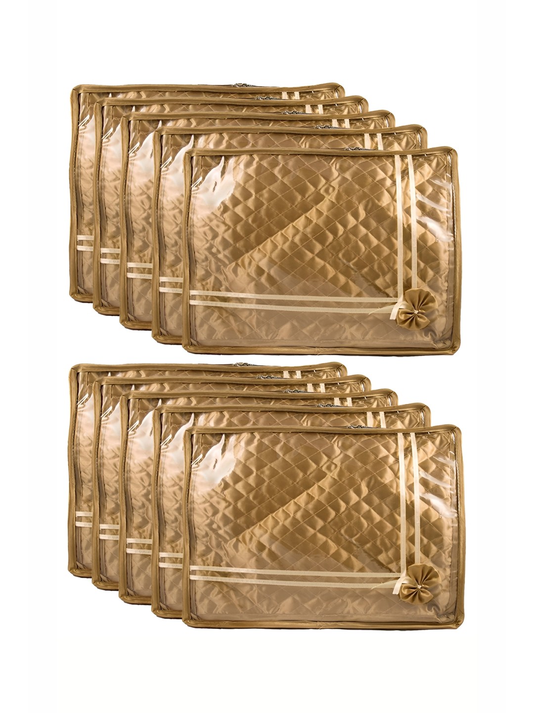 

atorakushon Gold Toned 10 Pieces Satin Reusable Multi-Utility Organisers