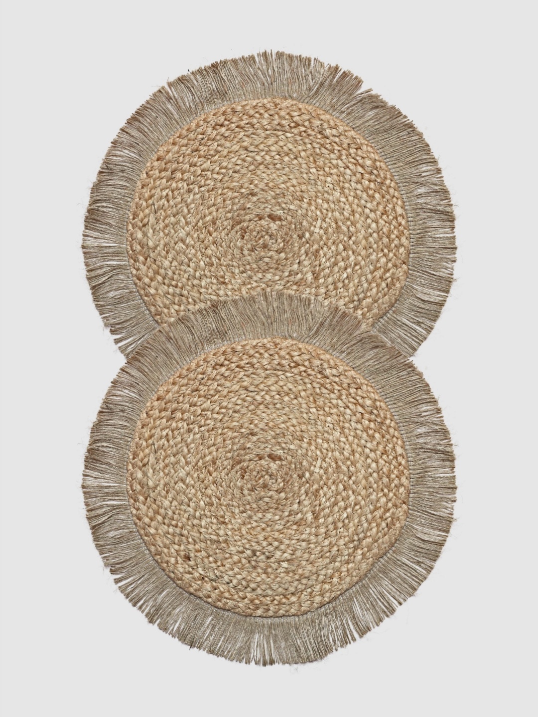 

PAROKSH Brown 2 Pieces Fringed Jute Round Table Placemats