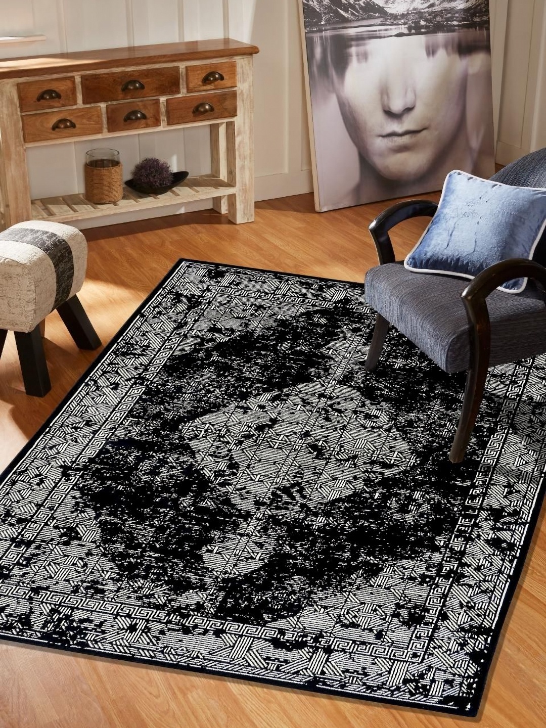 

MODEFE Black & White Geometric Anti-Skid Carpet