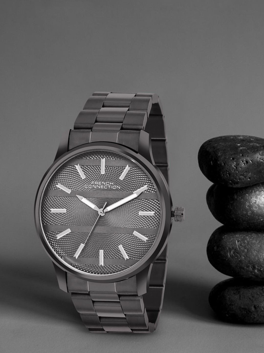 

French Connection Men Dial & Stainless Steel Bracelet Style Straps Analogue Watch FCN091GNM, Grey