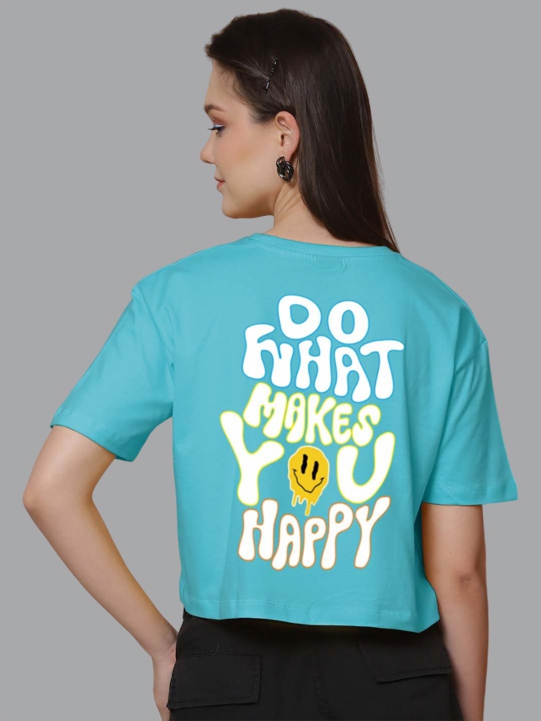 

Friskers Women Typography Printed Applique T-shirt, Turquoise blue