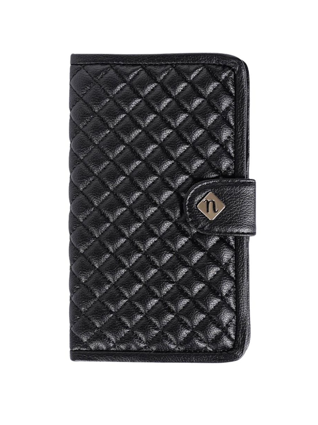 

Nestasia Unisex Geometric Textured Quilted PU Passport Holder, Black