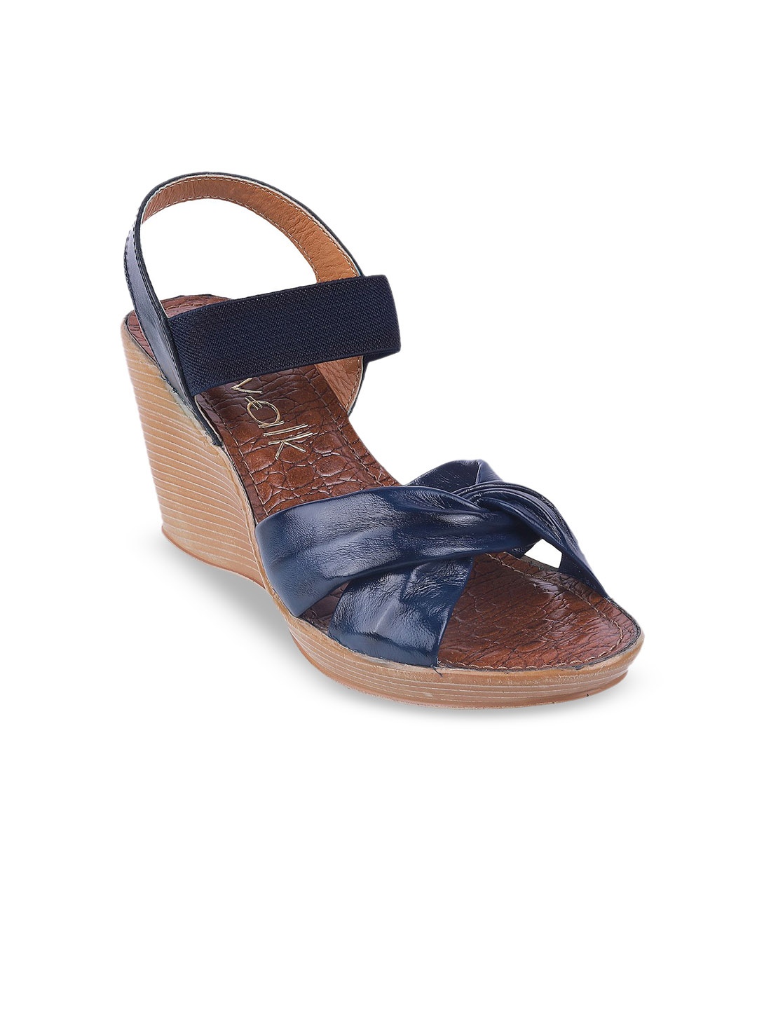 

Catwalk Leather Ankle Loop Open Toe Wedge Sandals, Blue