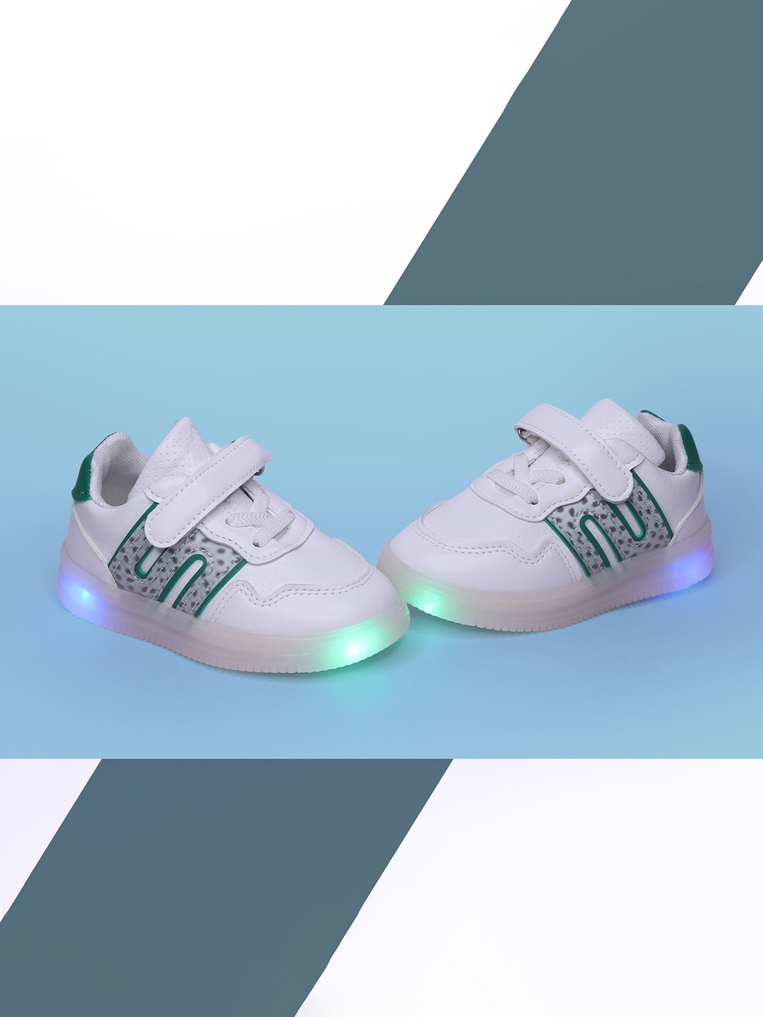 

FEETWELL SHOES Kids Printed PU Sneakers, White