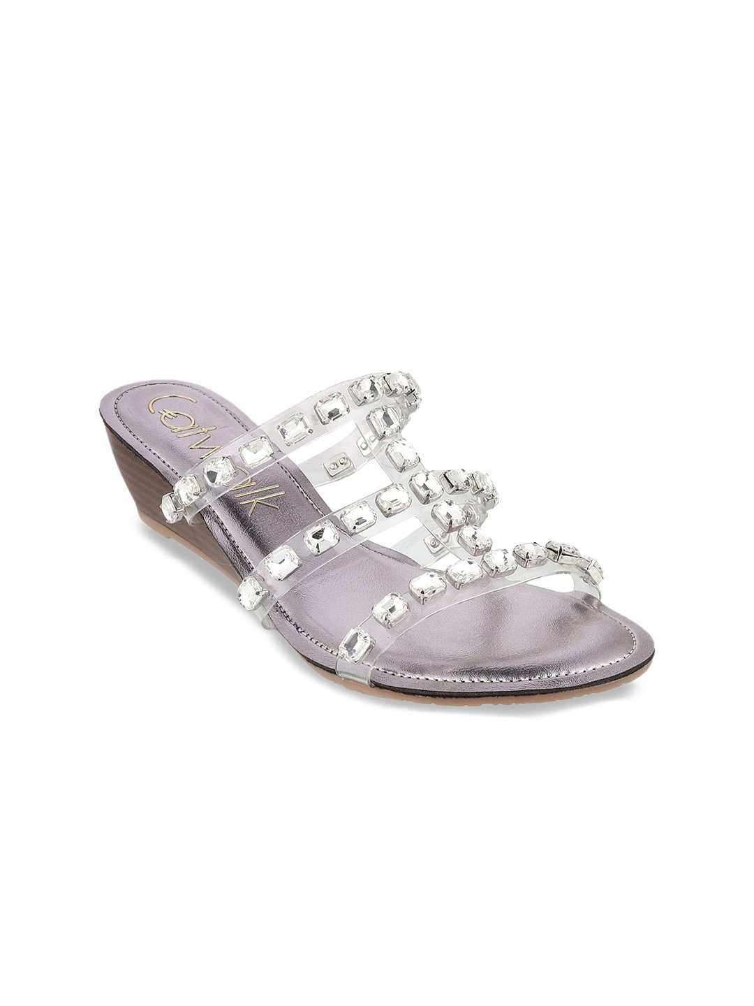 

Catwalk Women Textured Open Toe Open Back Flats, Silver