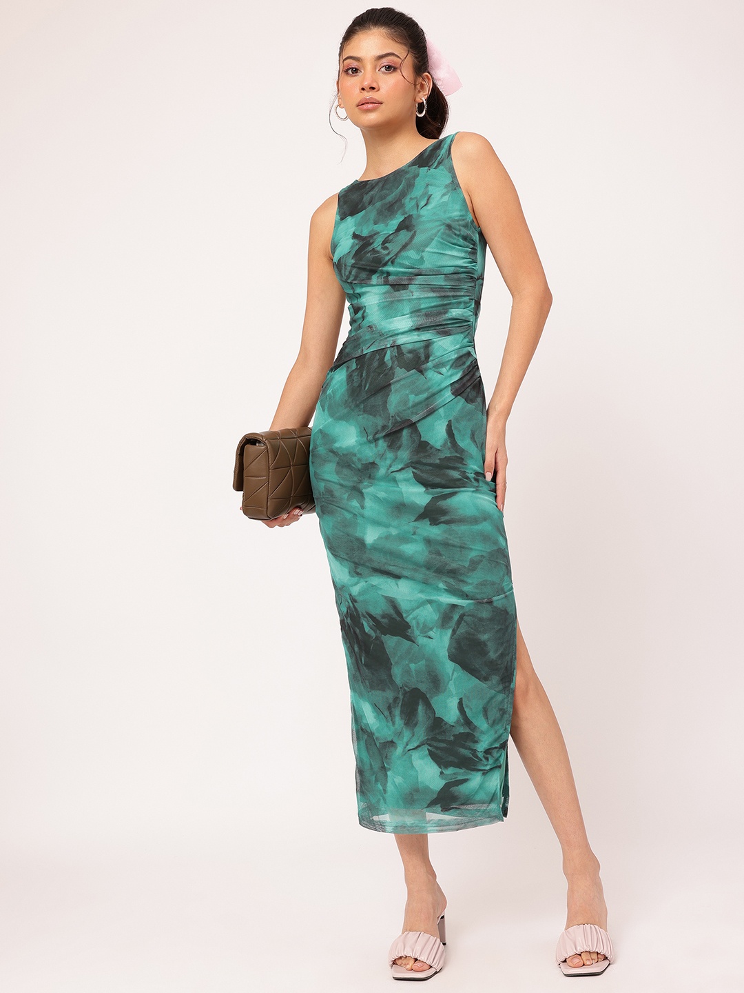 

DressBerry Abstract Print Maxi Dress, Green